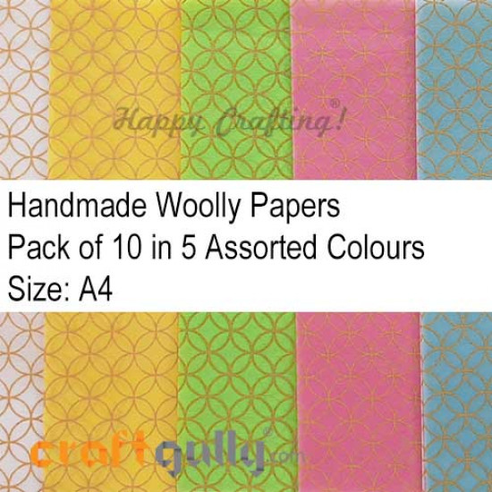 Handmade Paper - Woolly Assorted #9 - Pack of 10