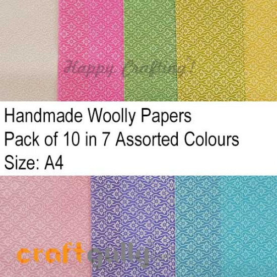 Handmade Paper - Woolly Assorted #10 - Pack of 10