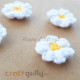 Handmade Flowers Woollen #1 - White & Yellow - Pack of 4