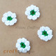 Handmade Flowers Woollen #2 - White & Green - Pack of 4