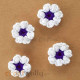 Handmade Flowers Woollen #3 - White & Purple - Pack of 4