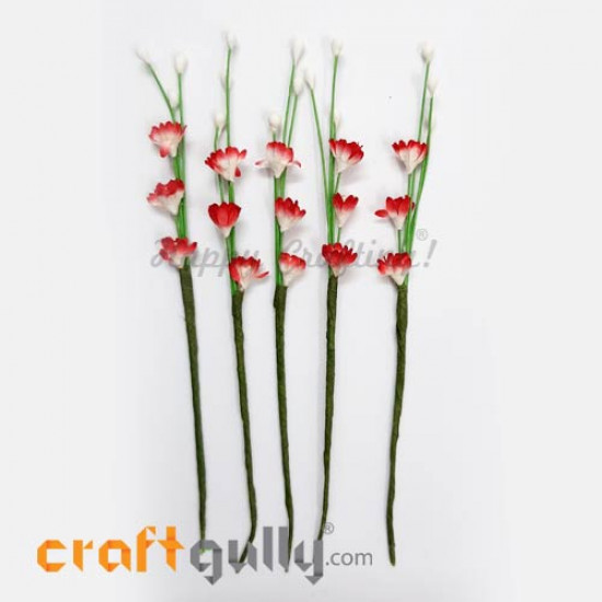 Paper Flowers 120mm - Deco Sprig #2 - Sh. Red - Pack of 5