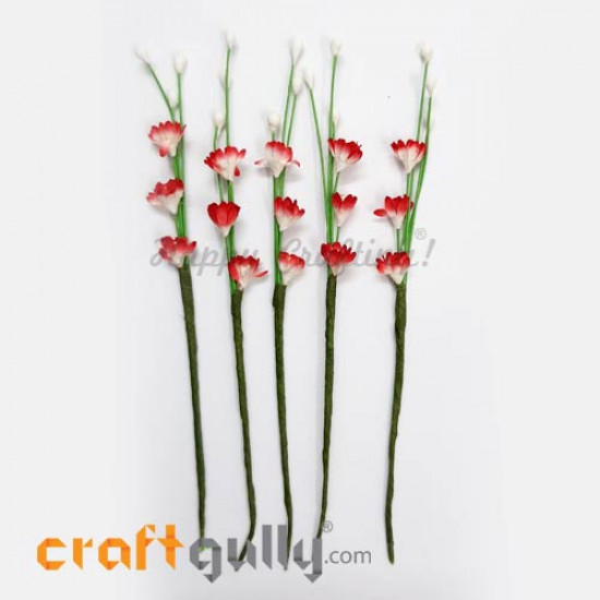 Paper Flowers 120mm - Deco Sprig #2 - Sh. Red - Pack of 5 Paper Flowers 120mm - Deco Sprig #2 - Sh. Red - Pack of 5