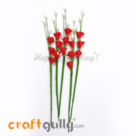 Paper Flowers 120mm - Deco Sprig #2 - Dark Red - Pack of 5 Paper Flowers 120mm - Deco Sprig #2 - Dark Red - Pack of 5