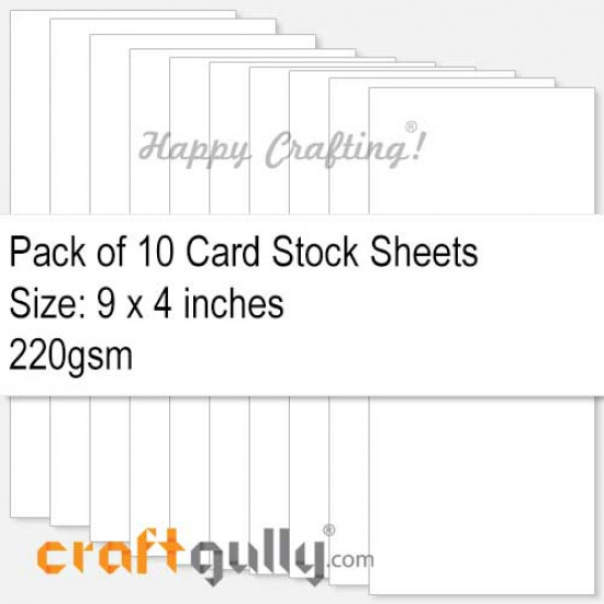 CardStock 9x4 - Snow White 220gsm - Pack of 10