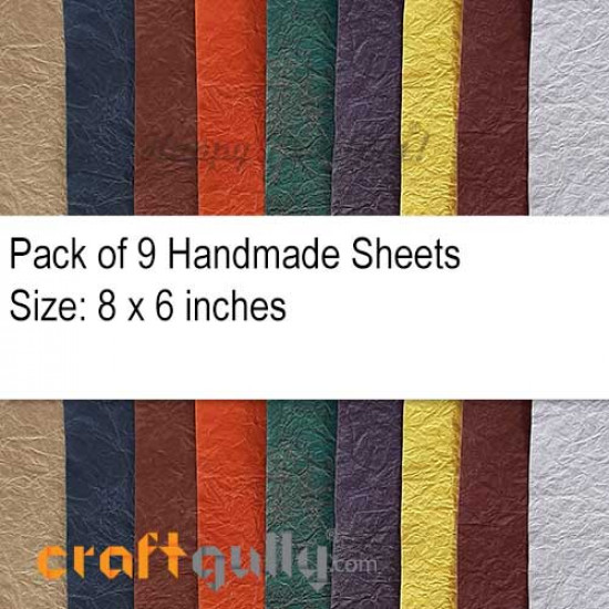 Handmade Paper 8x6 inches - Wrinkled - Pack of 9