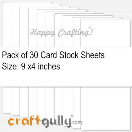 CardStock 9x4 - Snow White 220gsm - Pack of 30