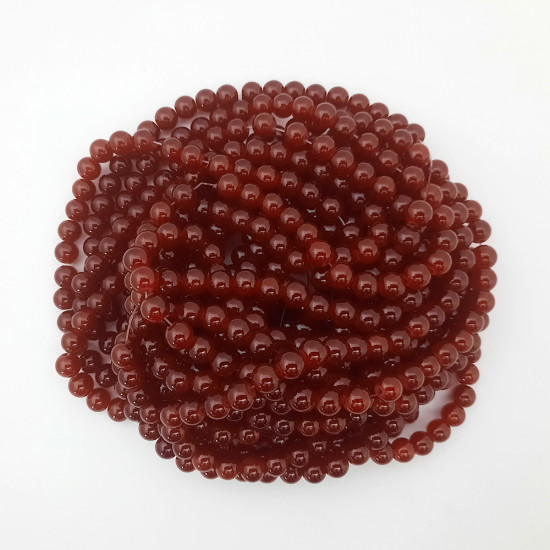 Glass Beads 8mm Round - T. Dark Red - 1 String / 100 Beads
