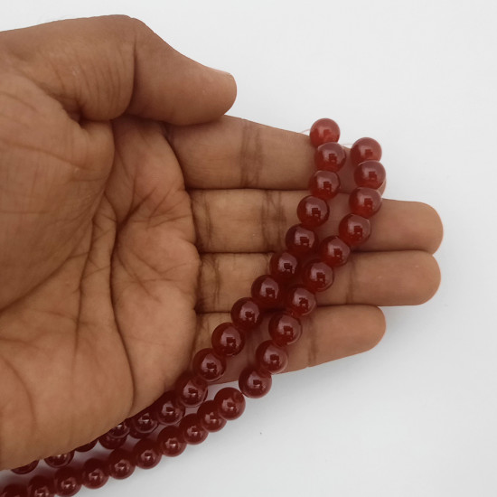 Glass Beads 8mm Round - Trans. Dark Red - 1 String