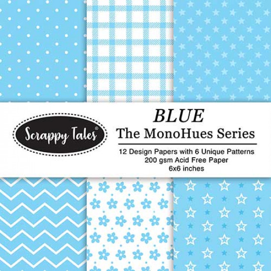Pattern Papers 6x6 - MonoHues Series - Blue - Pack of 12