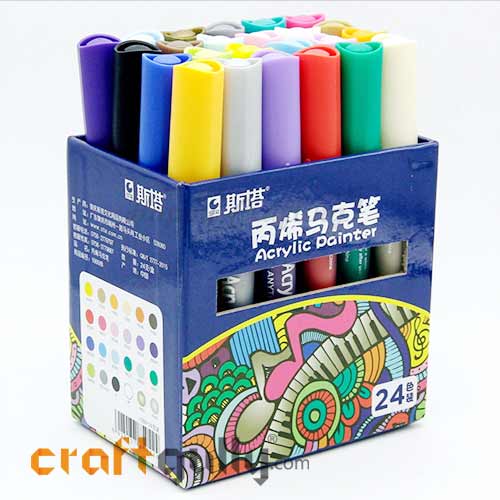 Markers - Acrylic Paint - Assorted - Pack of 24