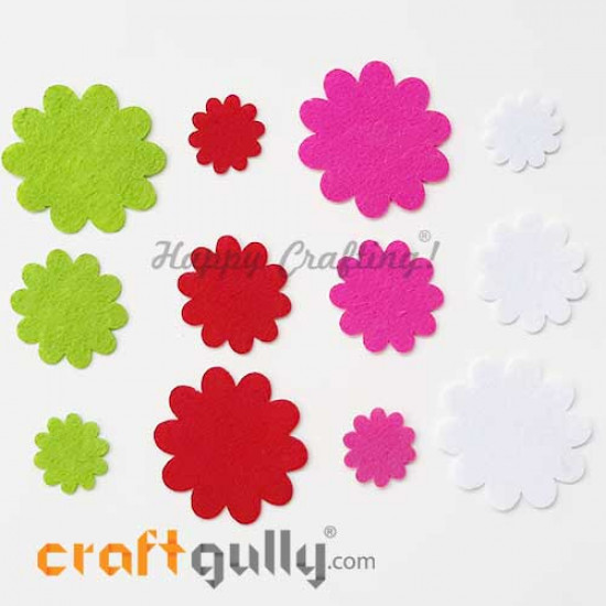 Felt Shapes - Flower #1 - Assorted - Pack of 12