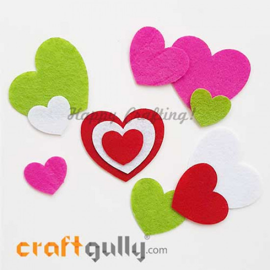 Felt Shapes - Heart - Assorted - Pack of 12