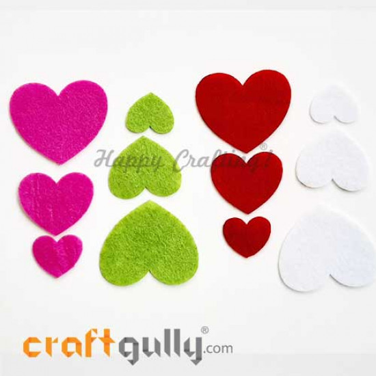 Felt Shapes - Heart - Assorted - Pack of 12