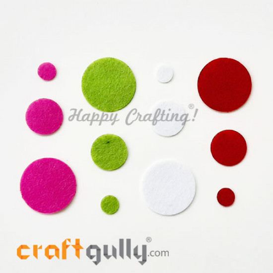Felt Shapes - Round - Assorted - Pack of 12