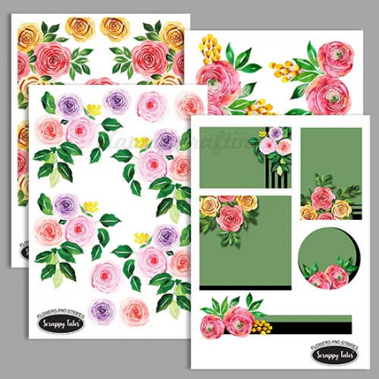 Paper Elements A5 - Flowers & Stripes - Pack of 4 sheets