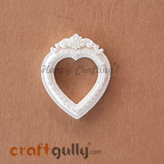 Resin Elements - Mini Frame  Heart #1 - White - Pack of 1