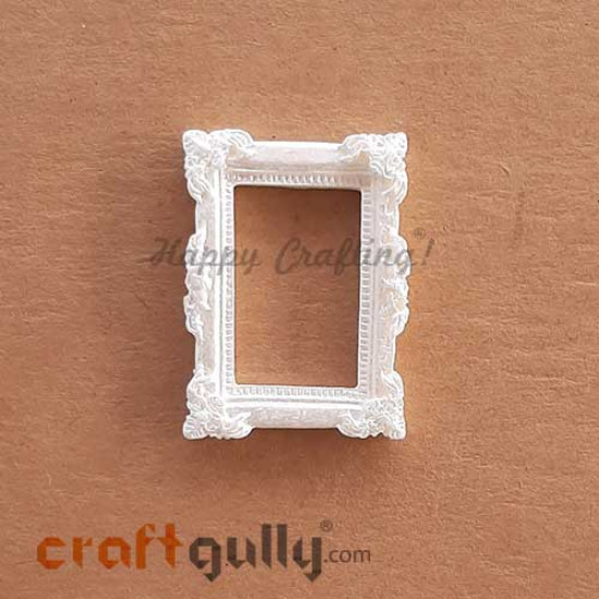 Resin Elements - Mini Frame Rectangle #2 - White - Pack of 1