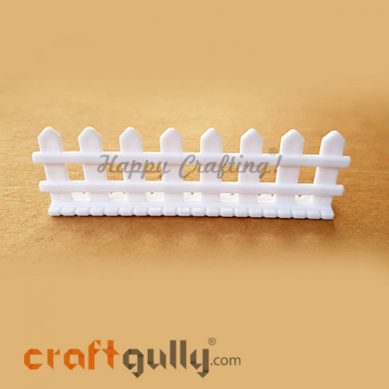 Miniature Garden Fence #4 - White - 84mm