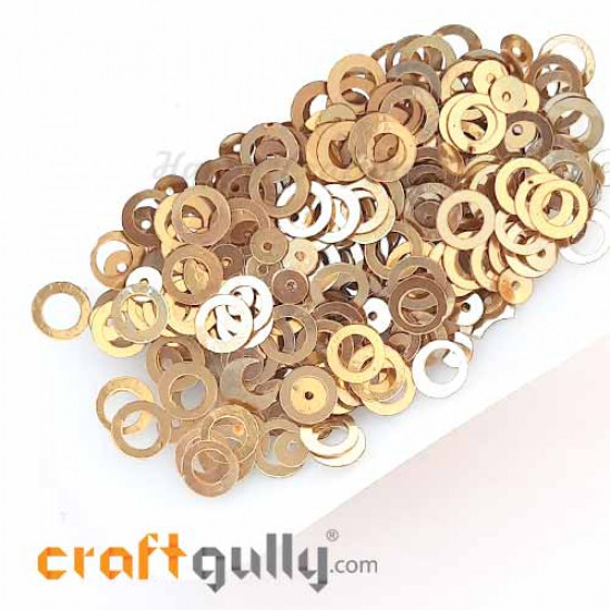 Sequins 7.5mm - Ring #1 - Metallic Golden - 20gms