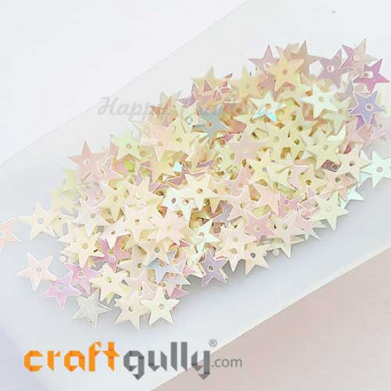 Sequins 7mm - Star #1 - White Rainbow - 20gms