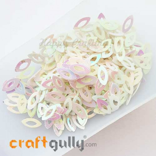 Sequins 9.5mm - Marquise #1 - White Rainbow - 20gms