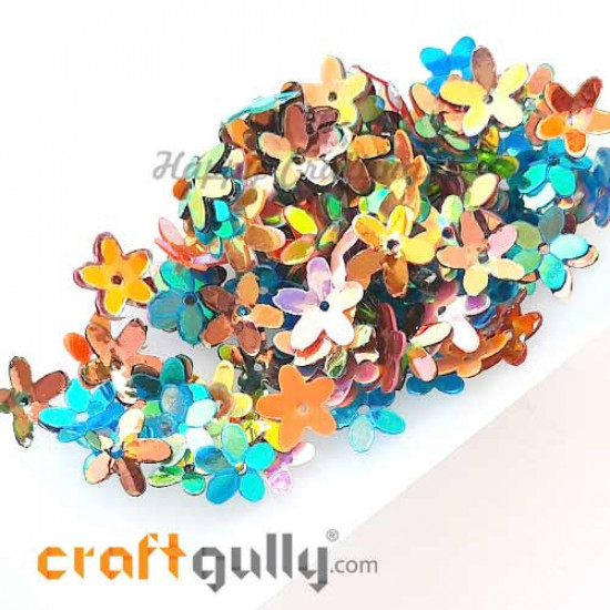 Sequins 9mm - Flower #3 - Assorted With Lustre - 20gms