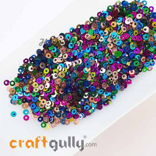 Sequins 2.5mm - Round Flat #2 - Metallic Assorted - 20gms