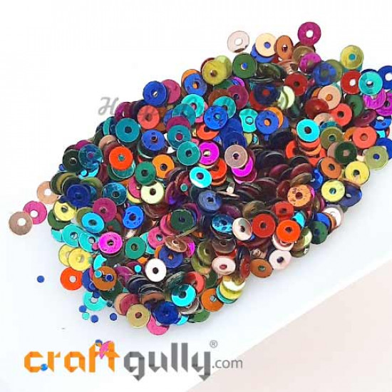Sequins 4mm - Round Flat #4 - Metallic Assorted - 20gms Sequins 4mm - Round Flat #4 - Metallic Assorted - 20gms