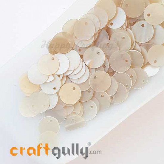 Sequins 9mm - Round Flat #5 - White Pearl - 20gms