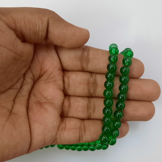 Glass Beads 6mm Round - Trans Dark Green - 1 String