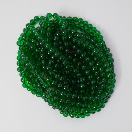 Glass Beads 6mm Round - Trans Dark Green - 1 String