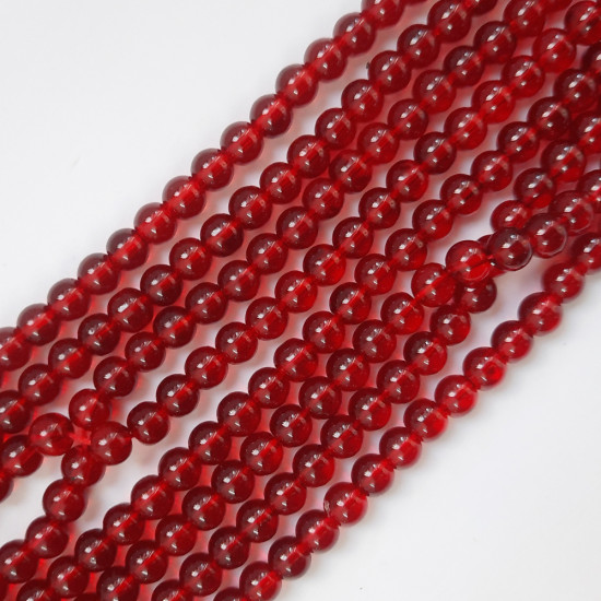 Glass Beads 6mm Round - Trans Dark Red - 1 String