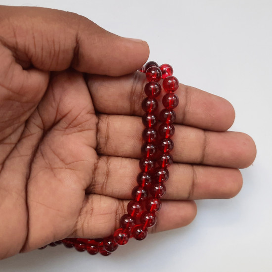 Glass Beads 6mm Round - Trans Dark Red - 1 String