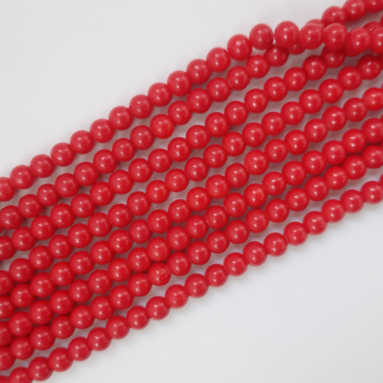 Glass Beads 6mm Round - Red - 1 String