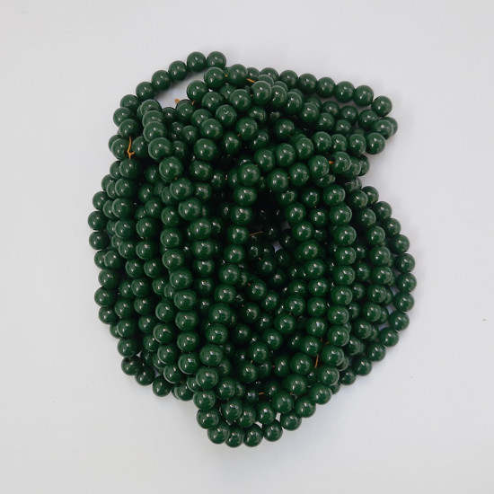 Glass Beads 6mm Round - Dark Green - 1 String