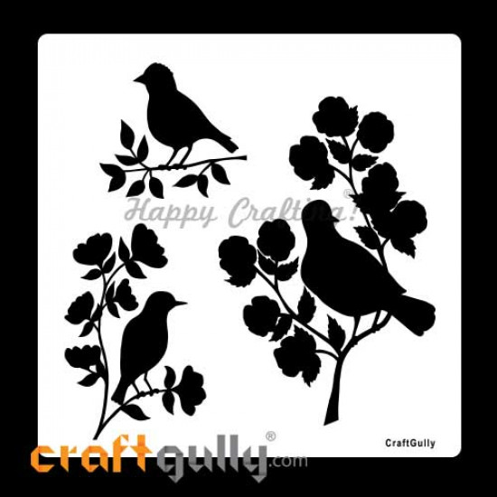 Stencils 6x6 inches - Silhouette #1 - Birds