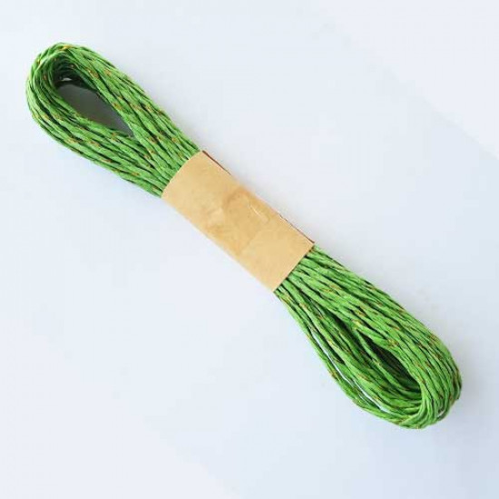 Paper Rope 2mm - Green & Zari - 10 meters