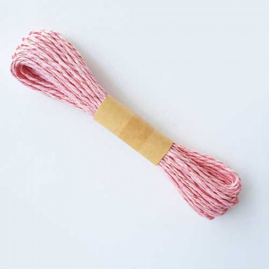Paper Rope 2mm - Baby Pink & Zari - 10 meters