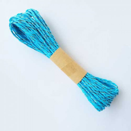 Paper Rope 2mm - Blue & Zari - 10 meters