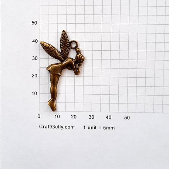 Charms 46mm Metal - Fairy - Bronze - Pack of 1