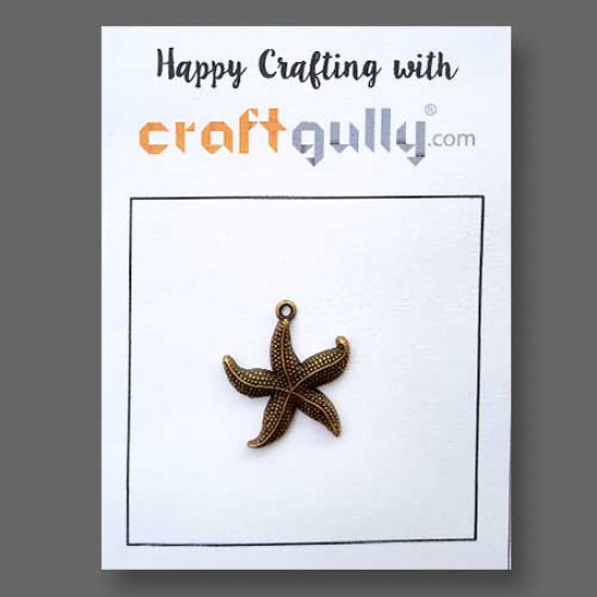 Charms 26mm Metal - Marine Starfish #2 - Bronze - Pack of 1