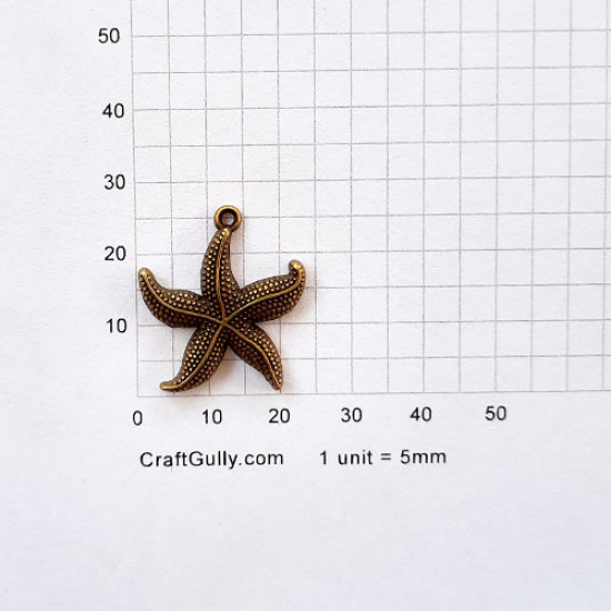 Charms 26mm Metal - Marine Starfish #2 - Bronze - Pack of 1