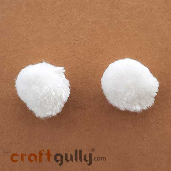 Pom Poms 32mm - White - Pack of 2