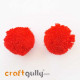 Pom Poms 32mm - Vermilion Red - Pack of 2