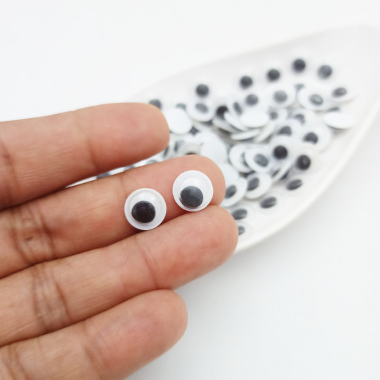 Googly Eyes 9mm - Round - 100 Pcs