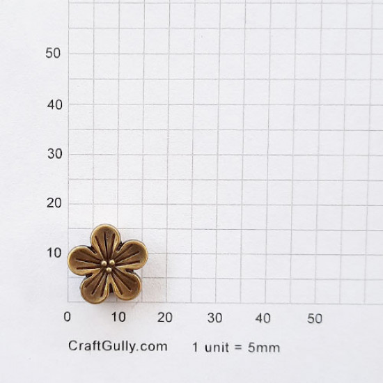 Slide Charms 16mm Metal - Flower - Bronze - Pack of 1