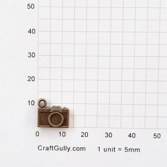 Charms 13mm Metal - Travel Camera #2 - Bronze - Pack of 2 Charms 13mm Metal - Travel Camera #2 - Bronze - Pack of 2