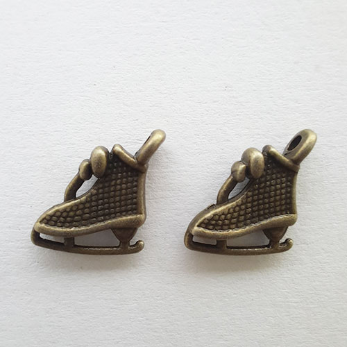 Charms 12mm Metal - Ice Skates - Bronze - Pack of 2