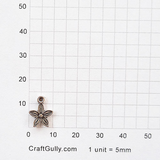 Charms 13mm Metal - 5 Petal Flower #1 - Silver Finish - Pack of 20 Charms 13mm Metal - 5 Petal Flower #1 - Silver Finish - Pack of 20